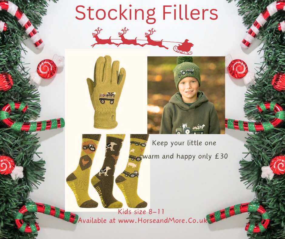 Farm Collection socks, hat and riding gloves in olive green